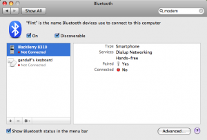 Paired Blackberry modem