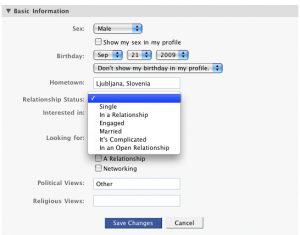 Facebook remove relationship status drop-down